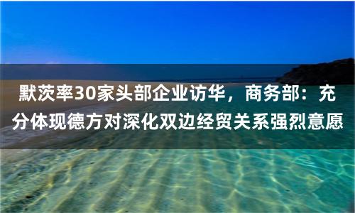 默茨率30家头部企业访华，商务部：充分体现德方对深化双边经贸关系强烈意愿