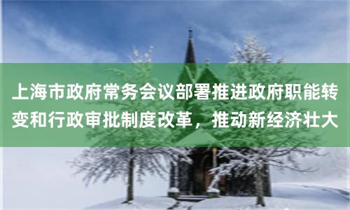 上海市政府常务会议部署推进政府职能转变和行政审批制度改革，推动新经济壮大